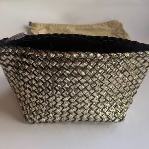 NAGHEDI Portofino Cosmetic Bag Etoile Neoprene Gold Metallic Makeup Organizer